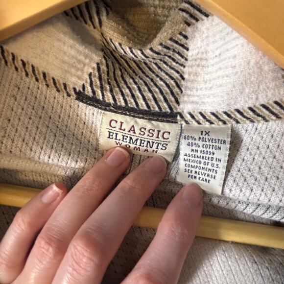 Classic Elements Woman Plaid Flannel Button Shirt Neutral Check 1X Soft Autumn - Picture 5 of 9